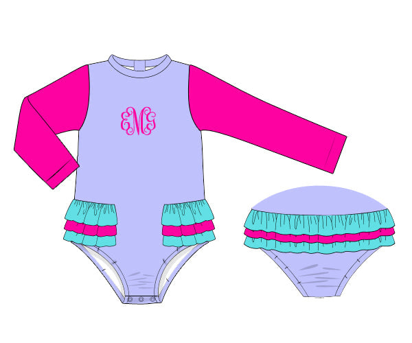 PREORDER 61: SPRING 2 - Cotton Candy Splash Girl 1pc Rashguard