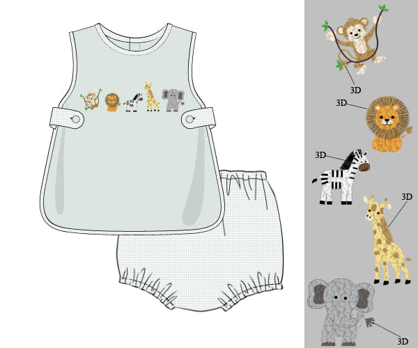 PREORDER 61: SPRING 2 - French Knot Zoo Pals Boy Diaper Set