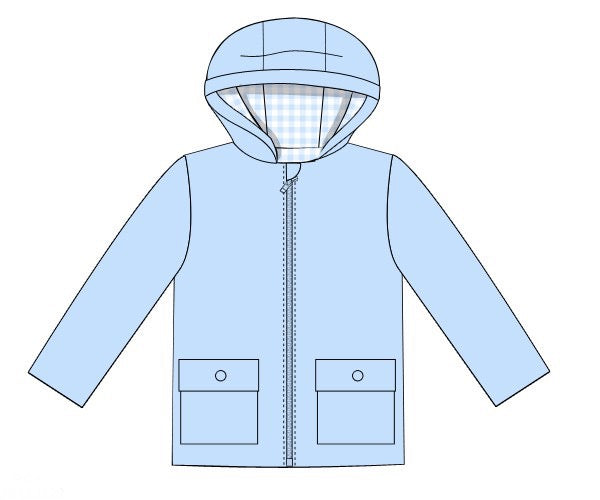 RTS - Rain Coats - Blue Gingham Boy Rain Coat