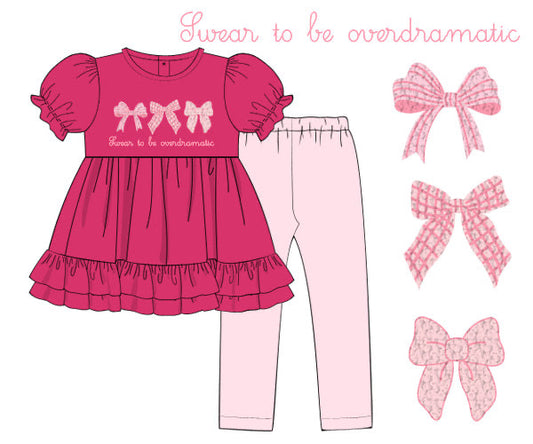 PREORDER 45: RERUNS - French Knot Bows Girl Pant Set