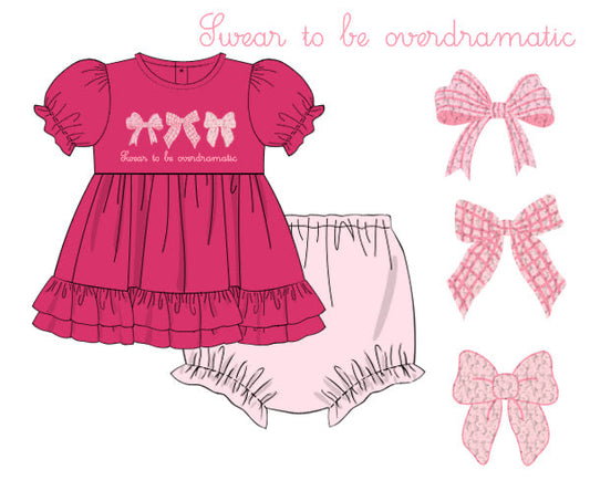 PREORDER 45: RERUNS - French Knot Bows Girl Diaper Set