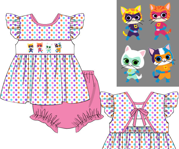 PREORDER 61: SPRING 2 - Spring 2 Girls Only - Meow Power Girl Diaper Set