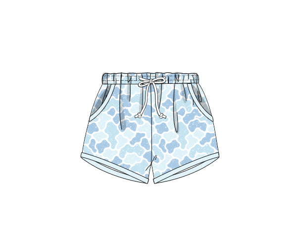 PREORDER 61: SPRING 2 - Spring 2 Boys Only - Blue Camo Boy Shortie Trunks