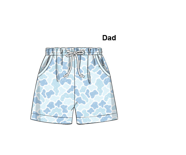 PREORDER 61: SPRING 2 - Spring 2 Boys Only - Blue Camo Dad Trunks