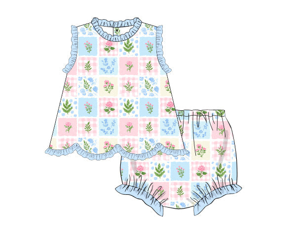 PREORDER 61: SPRING 2 - Spring 2 Girls Only - Springtime Stitches Girl Diaper Set