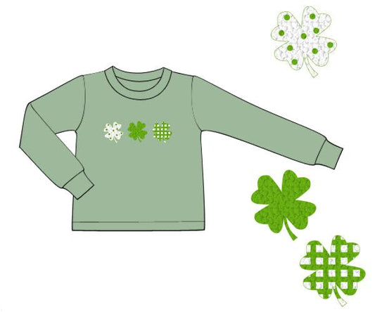 RTS - Transition Shirt Only - French Knot Clover Trio Boy Shirt