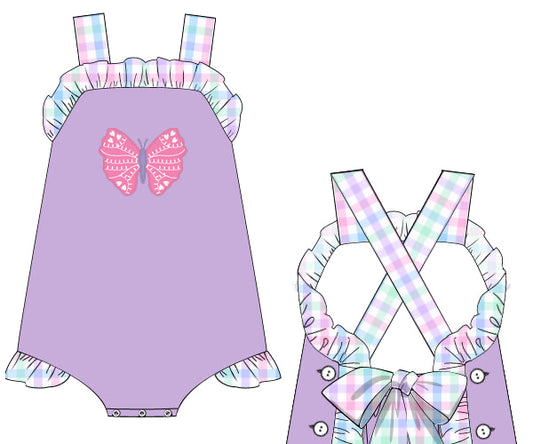 PREORDER 61: SPRING 2 - Spring 2 Girls Only - Butterfly Season Girl Sunsuit