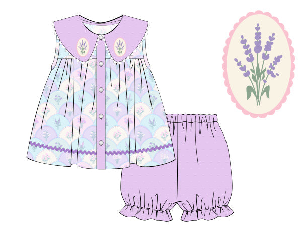 PREORDER 61: SPRING 2 - Spring 2 Girls Only - Bundles of Lavender Girl Bubble Short Set