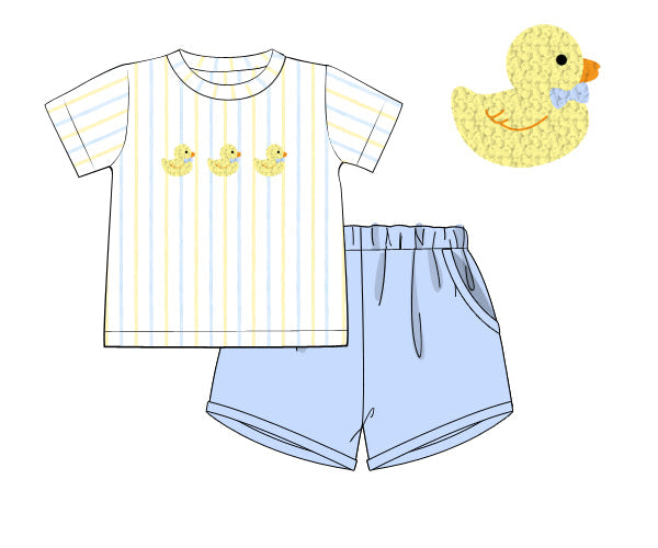 PREORDER 61: SPRING 2 - French Knot Duckies Boy Shortie Set