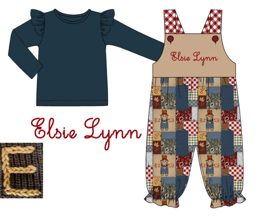 RTS - Scarecrow Patchwork Girl Longall - No monogram