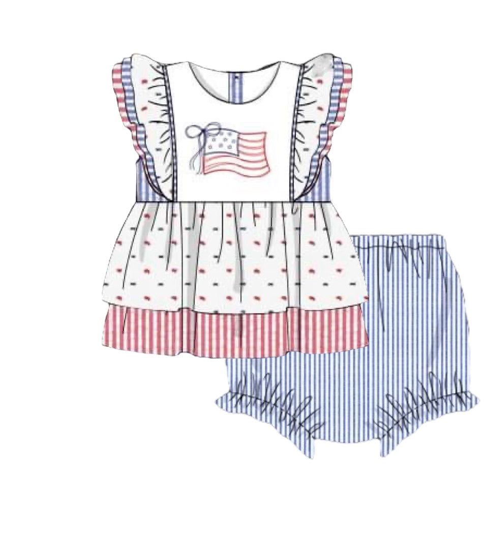 PREORDER 48: SUMMER 1 - God Bless The USA Girl Diaper Set