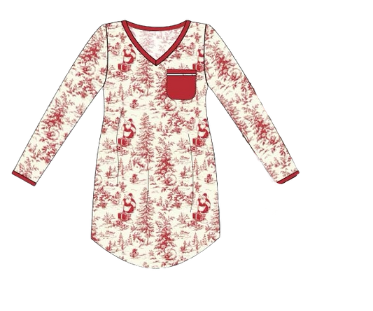 RTS - Vintage Christmas Toile Mom Gown