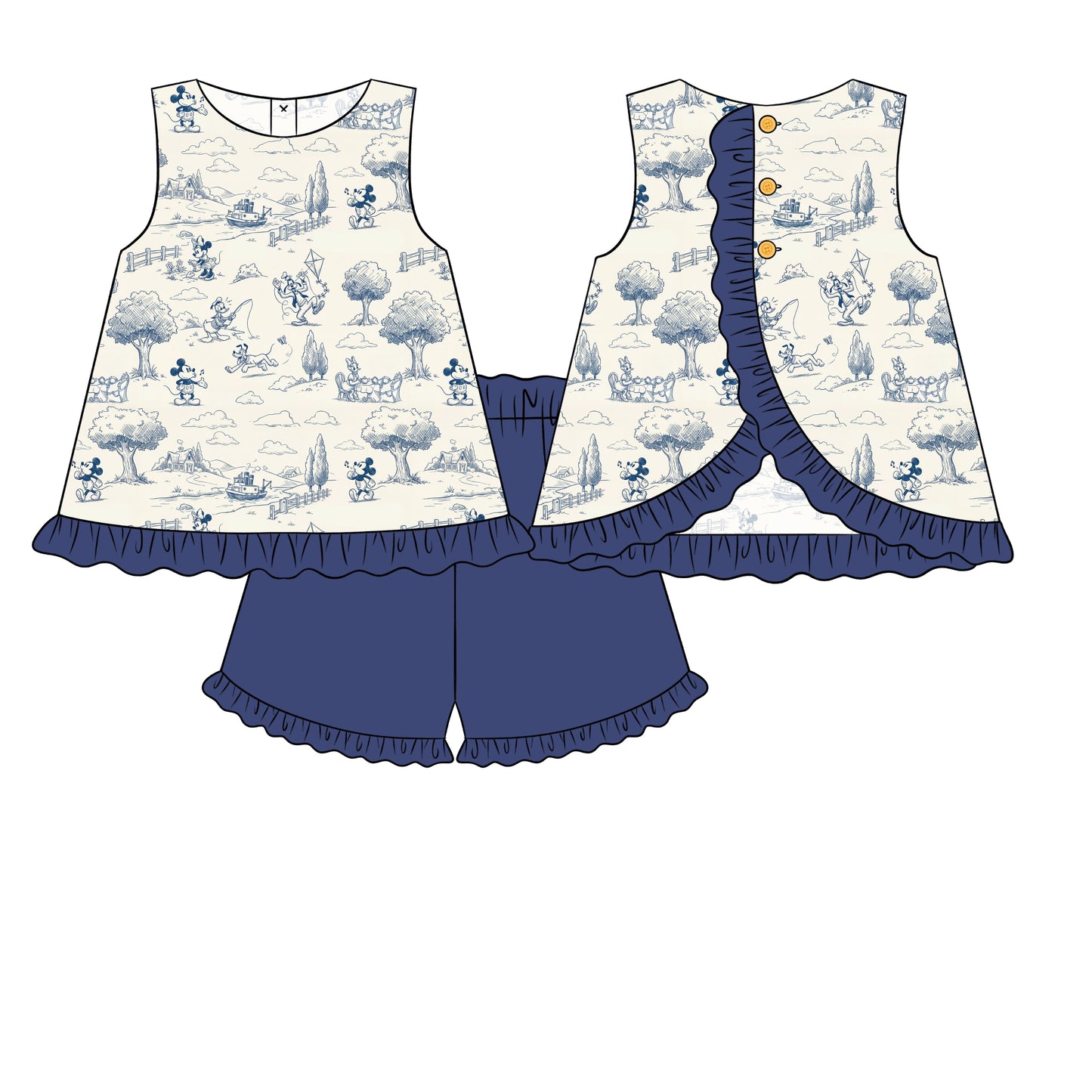 PREORDER 60: SPRING PT 1 - Mouse Toile Girl Short Set