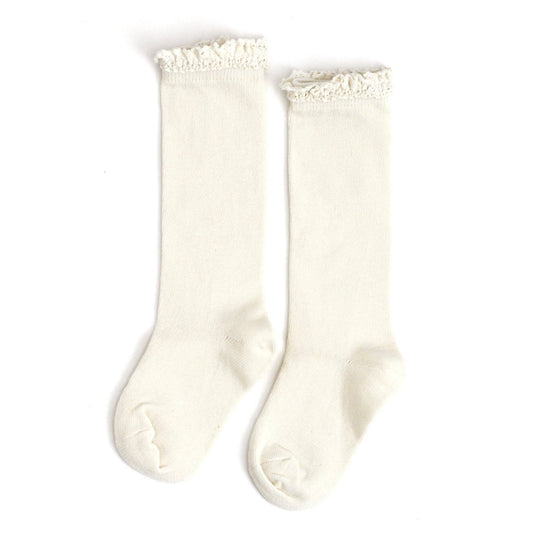 Little Stocking Co. - Ivory Lace Top Knee High Socks