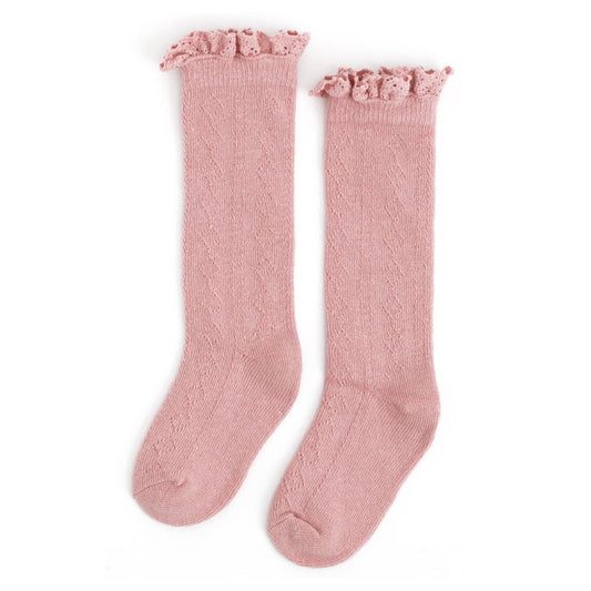 Little Stocking Co. - Blush Fancy Lace Top Knee High Socks