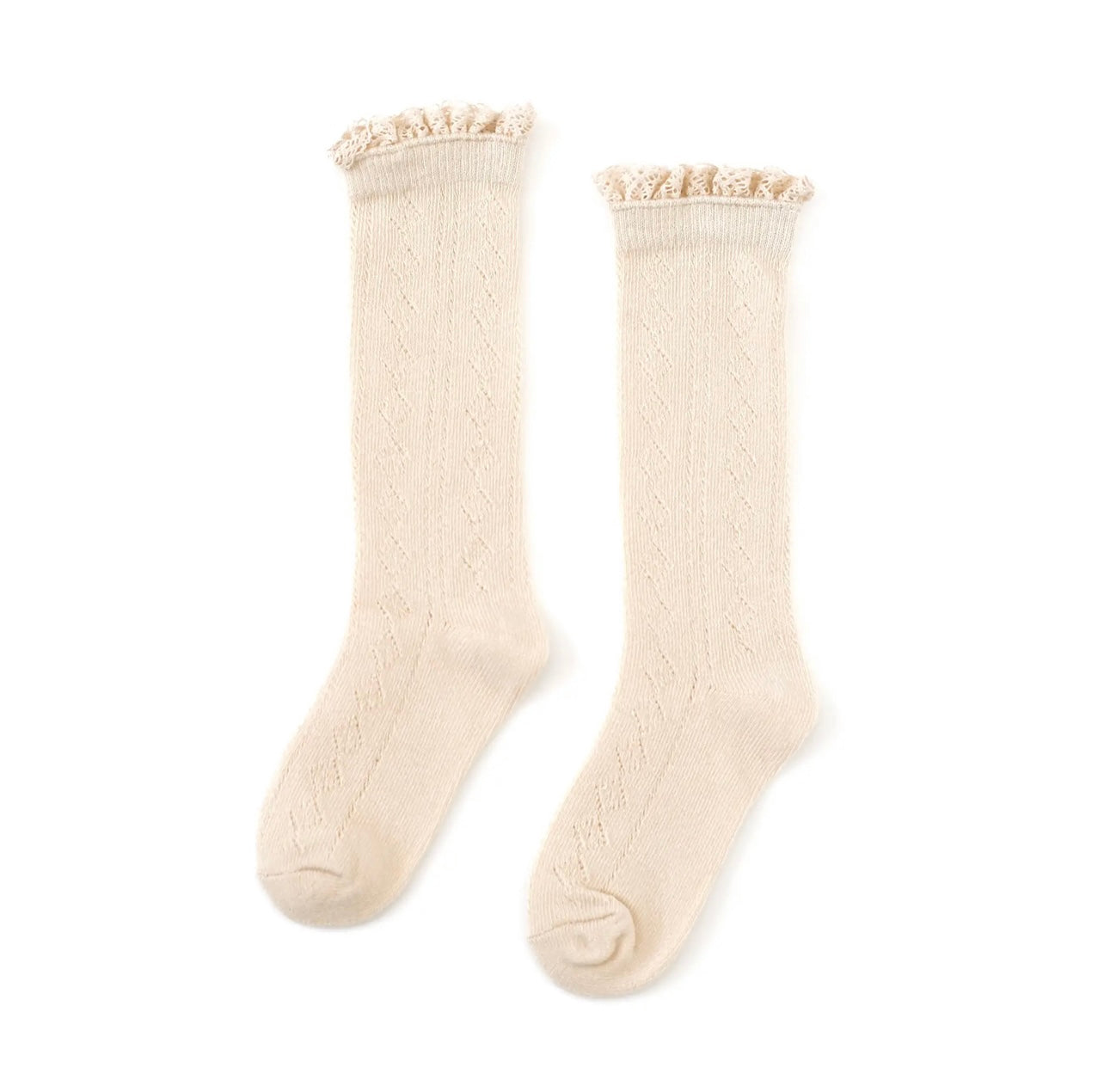 Little Stocking Co. - Vanilla Fancy Lace Lace Top Knee High Socks