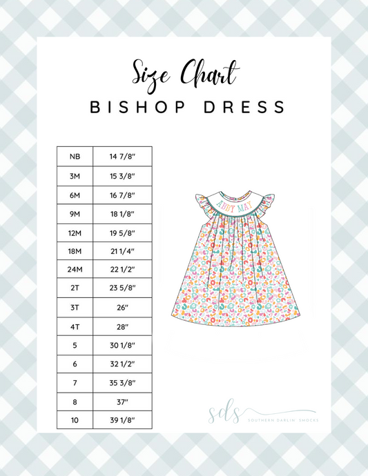 BISHOP DRESS SIZE CHART