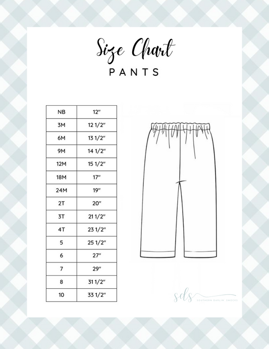 PANTS SIZE CHART