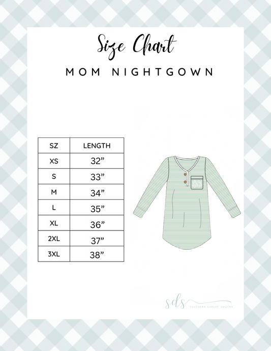 MOM NIGHTGOWN SIZE CHART